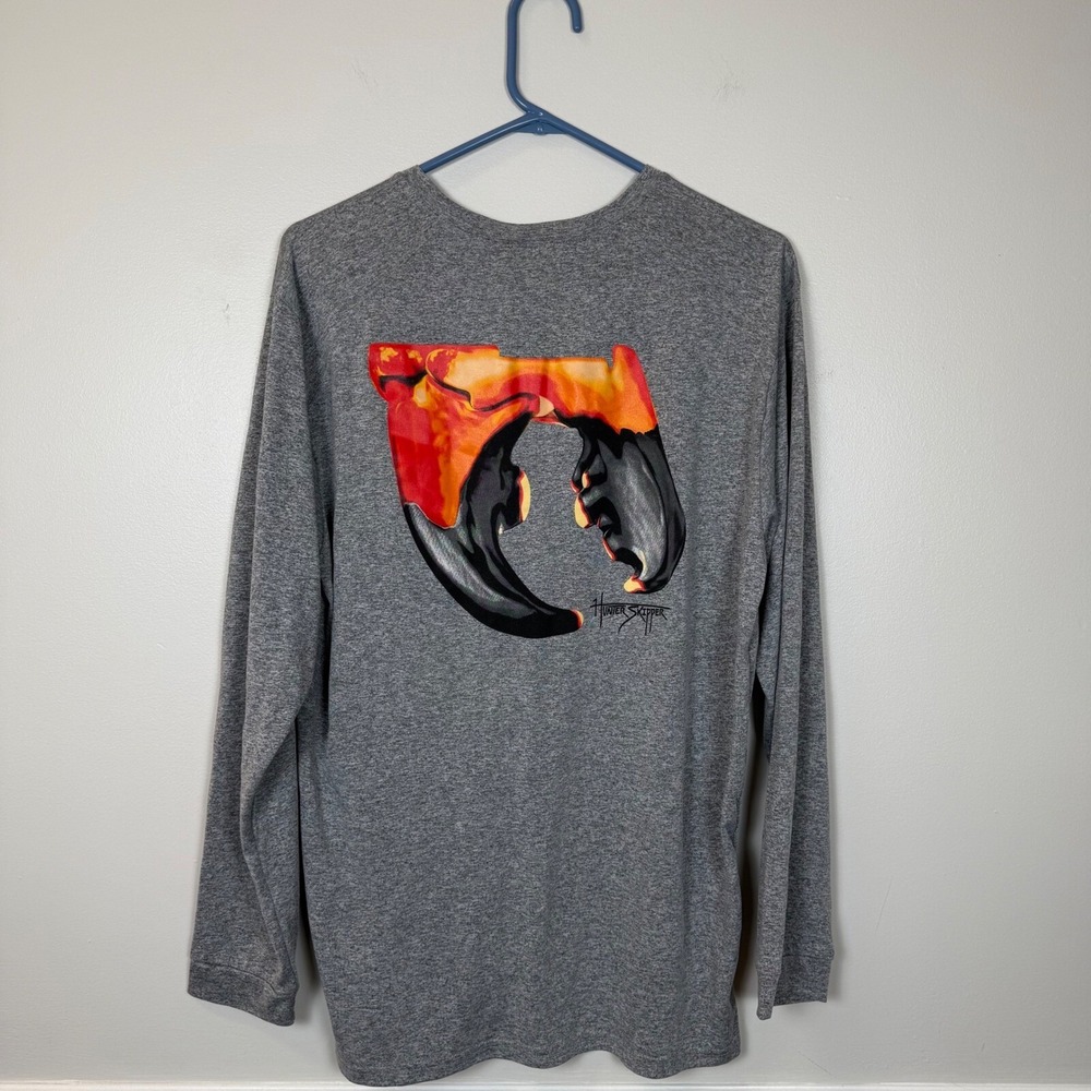 Hunter Skipper Shirt Mens Large Gray Performance Florida Stone Crab Graphics UPF